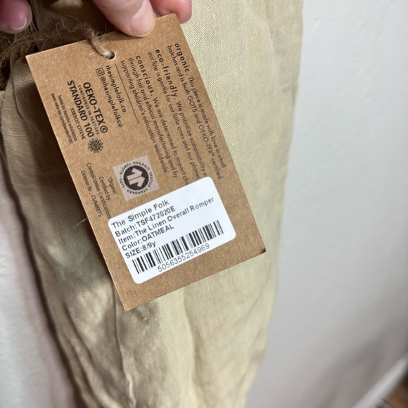 The Simple Folk Linen Overall Romper NWT 8/9 Year - Picture 7 of 7